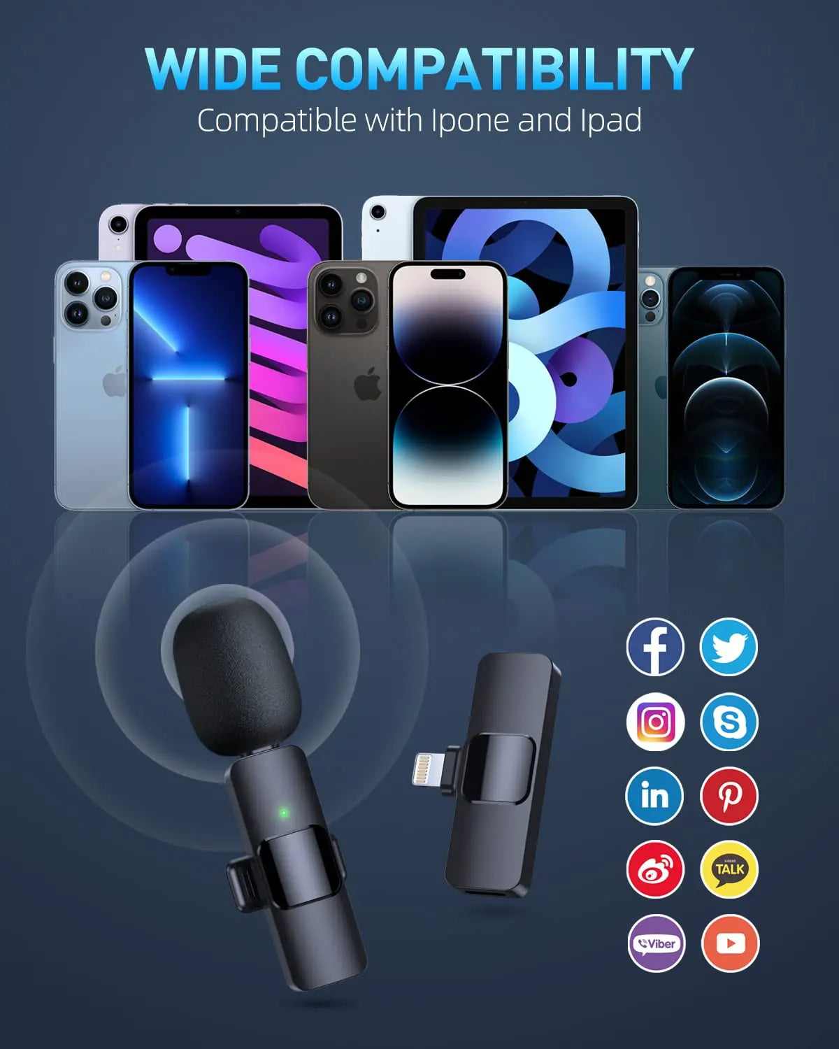 Wireless Microphone for IOS and Type-C Phone for Recording